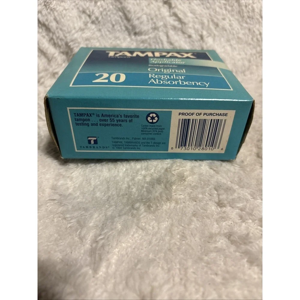 VINTAGE 90's TAMPAX 20 Original Regular TAMPONS BOX FlushableApplicator 1992 New